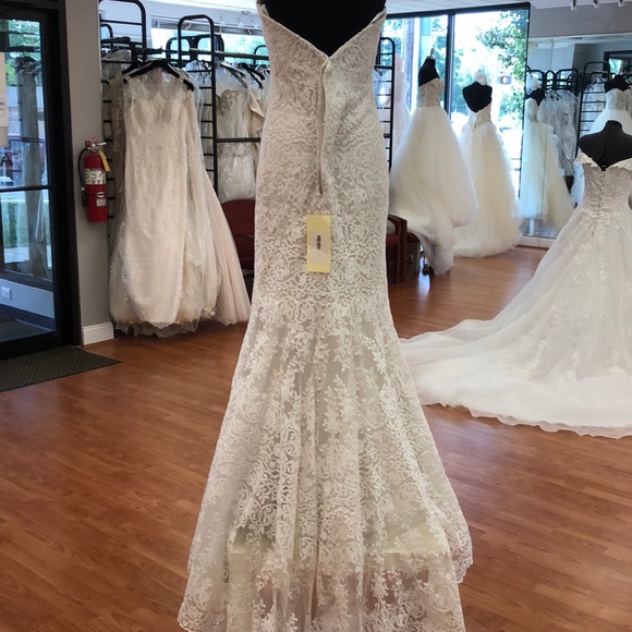 Ivory-champagne wedding gown with lace - Picture 4 of 8